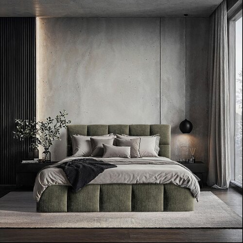 MID.YOU OBLAZINJENA POSTELJA 160 cm x 200 cm , les, tekstil, leseni material siva Slike