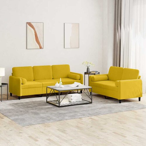  2-dijelni set sofa s jastucima žuti bar&amp;scaron;unasti Slike