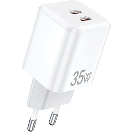 Awei STENSKI POLNILEC PD65-EU 35W 2X USB-C BEL/WHITE GAN ZA TELEFONE, (21962030) Cene