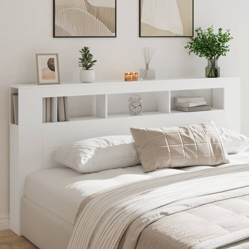 vidaXL LED posteljno vzglavje belo 200x18,5x103,5 cm inženirski les Cene
