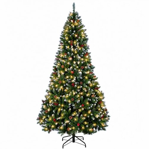  Umjetno božićno drvce sa &amp;scaron;arkama 210 cm 300 LED lampica - Zelena sa zasnježenim vrhovima &amp;Oslash; 106 x 210 cm s 300 LED žaruljica Slike