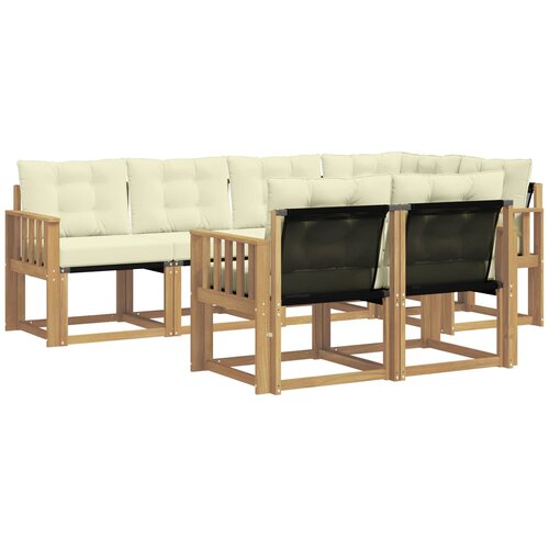 vidaXL Zunanja garnitura za sedenje z blazino 7 pcs Bela in krem, (5000269841) Cene