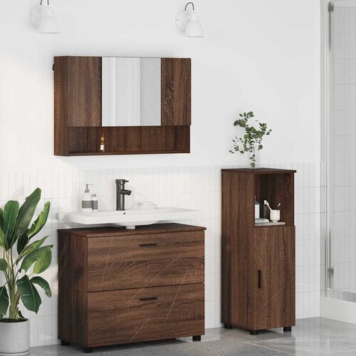 vidaXL Set namještaja za kupaonicu 3 pcs Smeđi hrast 76.5 x 35 x 64 cm Cene