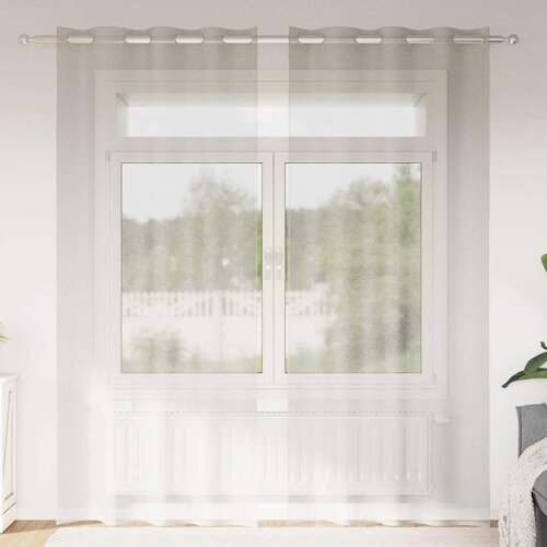 Voile zavjesa sa zavjesama 2 pcs Krema 260 x 140 cm Poliester Cijene