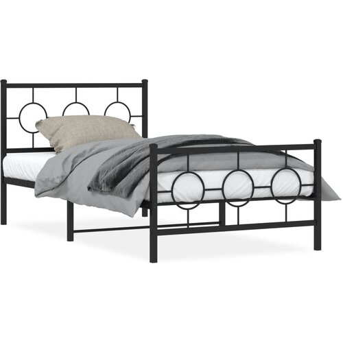 vidaXL Metalni okvir kreveta uzglavlje i podnožje crni 100x190 cm Cijene