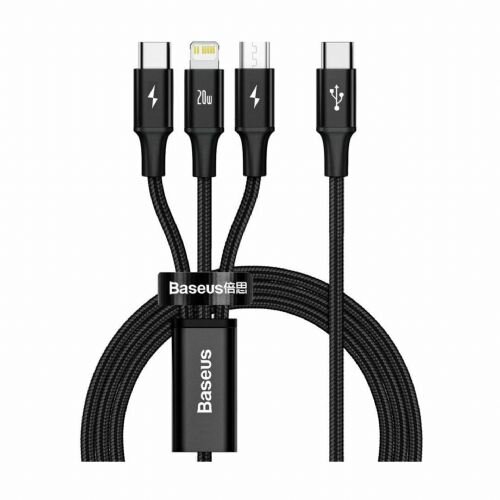 Baseus cable 3in1 Rapid PD USB-C - micro USB + Lightning+USB-C 1,5m black 20W Cijene