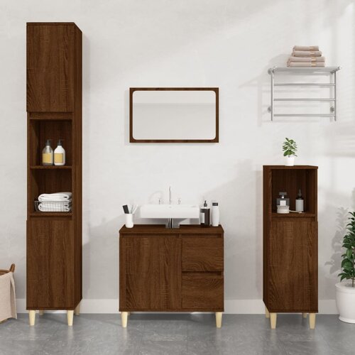 The Living Store Kopalniška omarica rjavi hrast 30x30x190 cm inženirski les - Kopalniška Omarica, (21436864) Cene