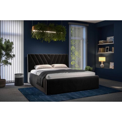 Boxxx OBLAZINJENA POSTELJA 180 cm x 200 cm , tekstil črna Slike
