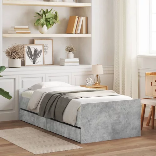  Okvir kreveta s ladicama siva boja betona 90x200 cm
