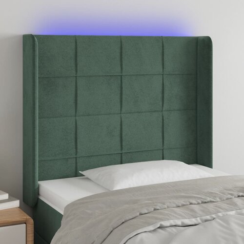 vidaXL LED uzglavlje tamnozeleno 83x16x118/128 cm baršunasto Cene