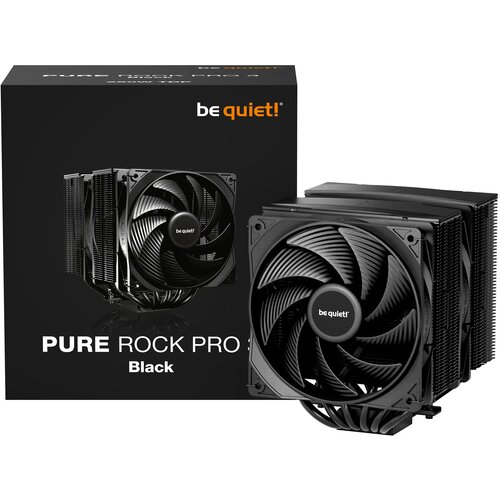 Be Quiet! BK042 pure rock pro 3 black [LGA-1851 default ilm and rl-ilm support/AM5], 250W tdp, two pure wings 3 120mm pwm fan max. 34.8dB(A), 6 high-performance 6mm heat pipes with hdt technology Slike