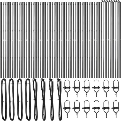 VidaXL Postovi za ograde 52 kom Grey &amp;Oslash;32 mm 210 cm Galvanizirani čelik Slike