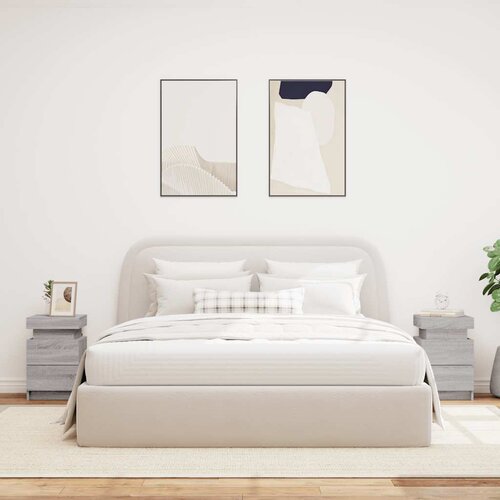  Noćni ormarići s LED svjetlima 2 kom boja hrasta 35x39x55 cm Slike