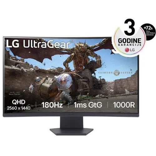 Lg Monitor 32GS60QC UltraGear™ Gaming, 32', VA, 2560x1440, 180Hz, 2x HDMI, DP 32GS60QC-B