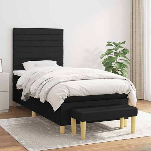  Box spring krevet s madracem crni 90x190 cm od tkanine Cijene