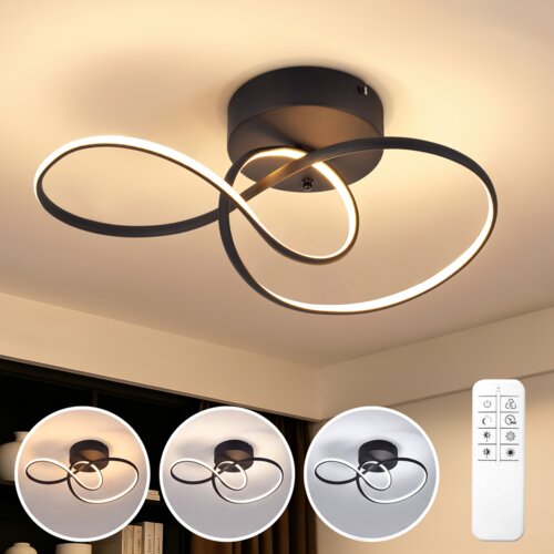 Nettlife sodobna črna zatemnilna LED stropna svetilka 24 W z daljinskim upravljalnikom za dnevno sobo, spalnico, kuhinjo ali hodnik, (5000491407) Slike
