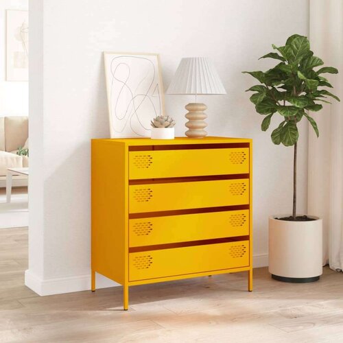 VidaXL Komoda gorčično rumena 68x39x73,5 cm hladno valjano jeklo Slike