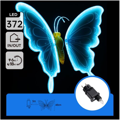 Aigostar LED spolja&amp;scaron;nja dekoracija 372xLED 60 cm IP44 leptir/plava Slike
