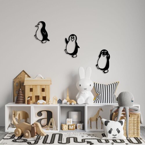 Wallity Set zidnih ukrasa Pingvini-297, 20x29cm 20x31cm 19x32cm, Crna Cene