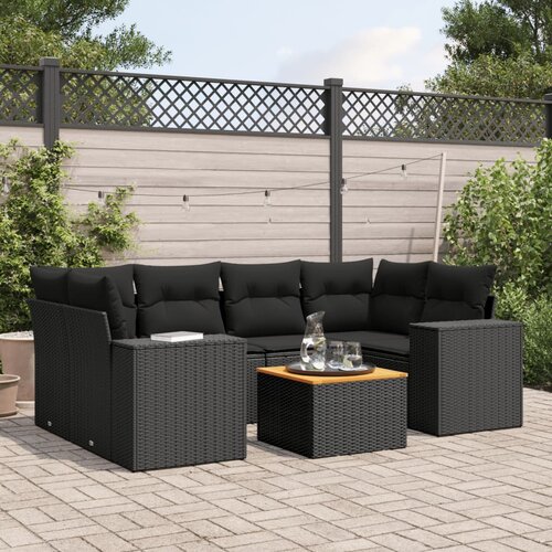  7-dijelni set vrtnih sofa od poliratana s jastucima Slike