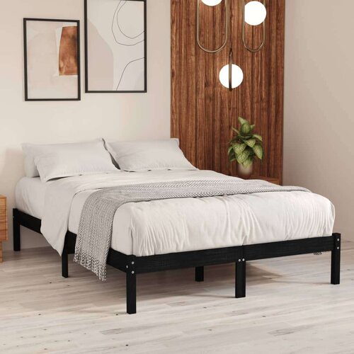 vidaXL okvir za krevet od masivne borovine crni 140 x 190 cm Cijene