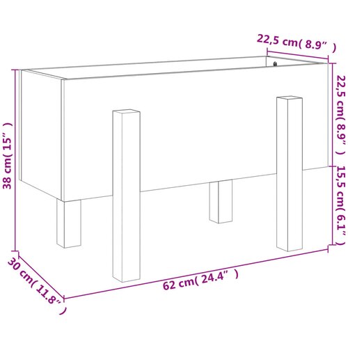  Vrtna sadilica 62 x 30 x 38 cm od masivne duglazije Slike