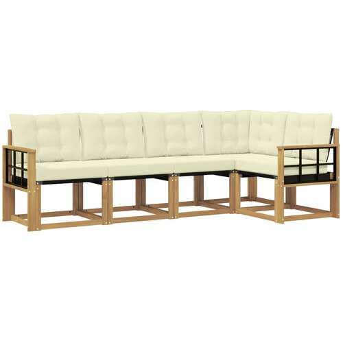 vidaXL Zunanja garnitura za sedenje z blazino 5 pcs Bela in krem, (5000279513) Cene