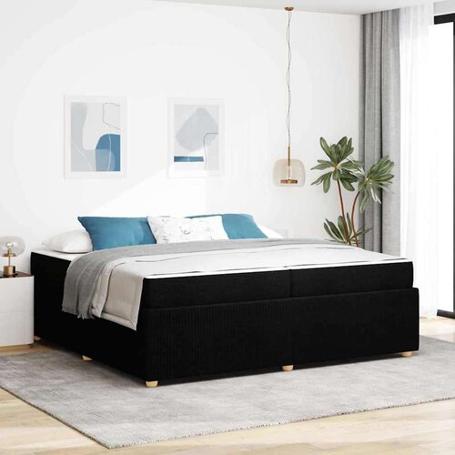  Posteljni okvir z vzmetnico z vzmetnico Črna 200 x 200 cm blago Cene