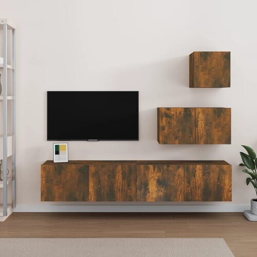 The Living Store Komplet TV omaric 4-delni dimljen hrast inženirski les - TV Omarica, (21374411) Slike