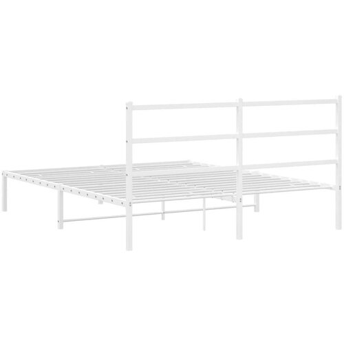  Metalni okvir za krevet s uzglavljem bijeli 160x200 cm Slike