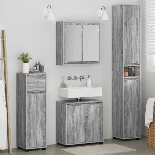  Set namje&amp;scaron;taja za kupaonicu 4 pcs Siva Sonoma Konstruirano drvo Slike