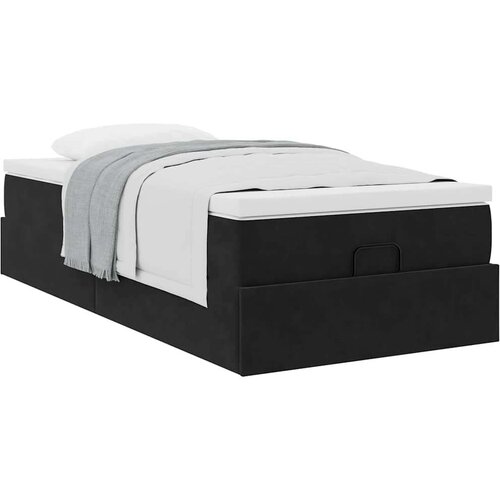 VidaXL Otomanski okvir kreveta s madraca crni 90x190cm bar&amp;scaron;unasti Slike