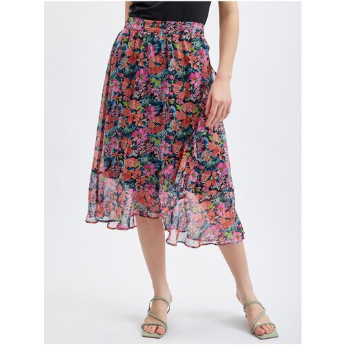 Orsay Red-Black Floral Skirt - Women Slike