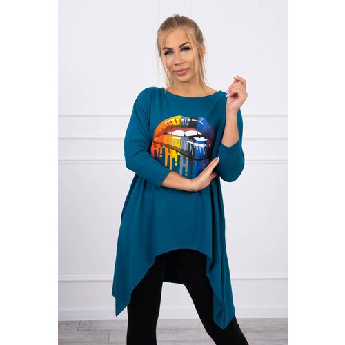 Kesi Oversize blouse with a rainbow print marine Slike