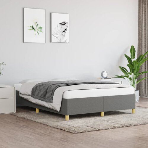 The Living Store Posteljni okvir brez vzmetnice temno siv 140x190 cm blago - Posteljni Okvir, (21522966) Slike
