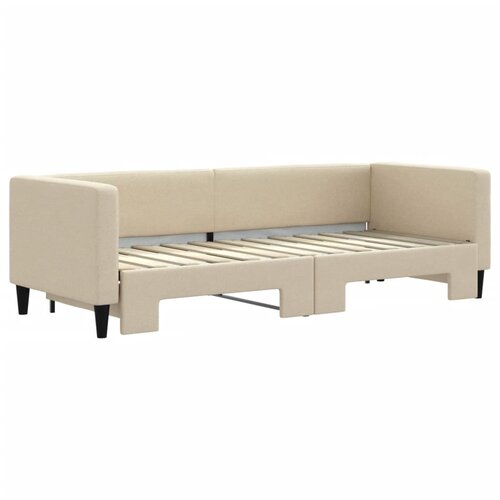  Dnevni krevet na razvlačenje krem 80 x 200 cm od tkanine Slike