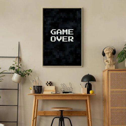  Slika - Pixel Game Over 40x60 U prirodnom drvenom okviru Slike