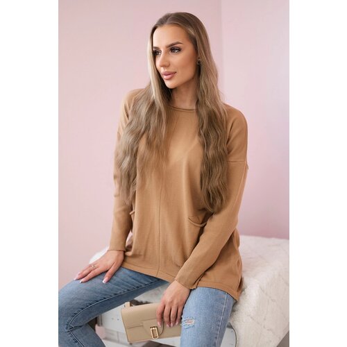 Kesi Sweater with front pockets Camel Cene