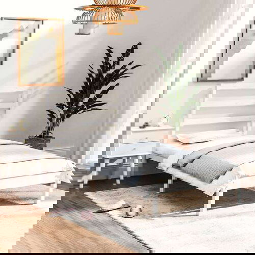  Posteljni okvir bel iz trdnega lesa 75x190 cm 2FT6, (20907056) Cene