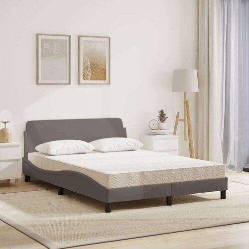 VidaXL Krevet s madracem smeđesivi 140x200 cm tkanina Slike