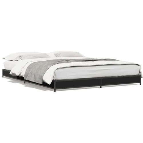 VidaXL Okvir za krevet crni 135x190 cm konstruirano drvo i metal Slike