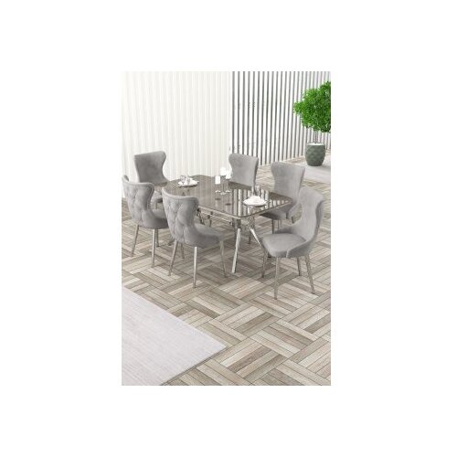 Hanah home trpezarijski set, 7 dijelova, siva Cene