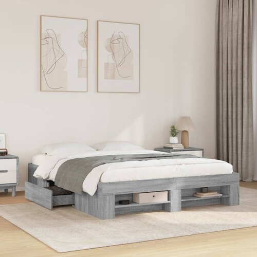 Furnova Posteljni okvir siva sonoma 150x200 cm inženirski les, (21936598) Slike