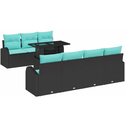 vidaXL Vrtna sedežna garnitura 8 pcs Črna 100 x 55 x 73 cm Poly ratan, (5000020713) Cene