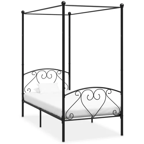  za krevet s nadstrešnicom crni metalni 90 x 200 cm