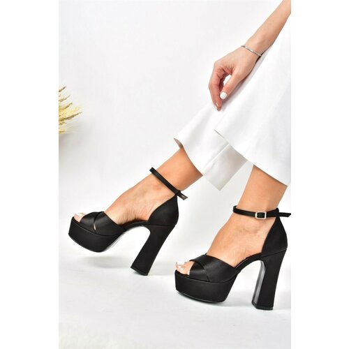 Fox Shoes Black/black Fabric Platform Thick Heeled Evening Dress Shoes Slike
