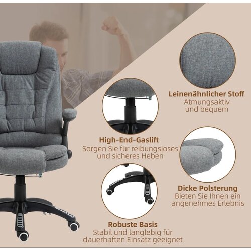  Ergonomska uredska masažna stolica s funkcijom grijanja tamno siva 68 x 72 x 110-120 cm Slike