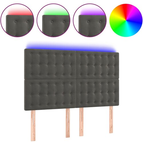 Maison Chic led posteljno vzglavje - vzglavna omarica - nočna omarica temno sivo 144x5x118/128 cm žamet, (21707753) Slike