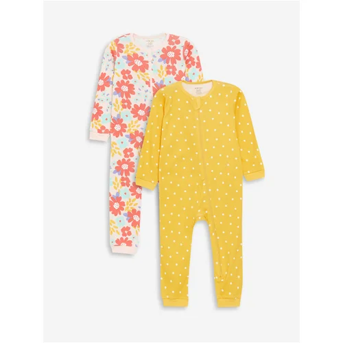 LC Waikiki Crew Neck Zippered Patterned Baby Girl Jumpsuit