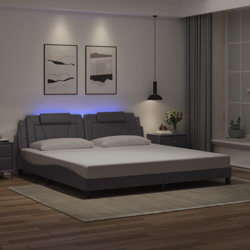  Okvir kreveta Viana s LED-om bez madraca sivi 200 x 200 cm Cene